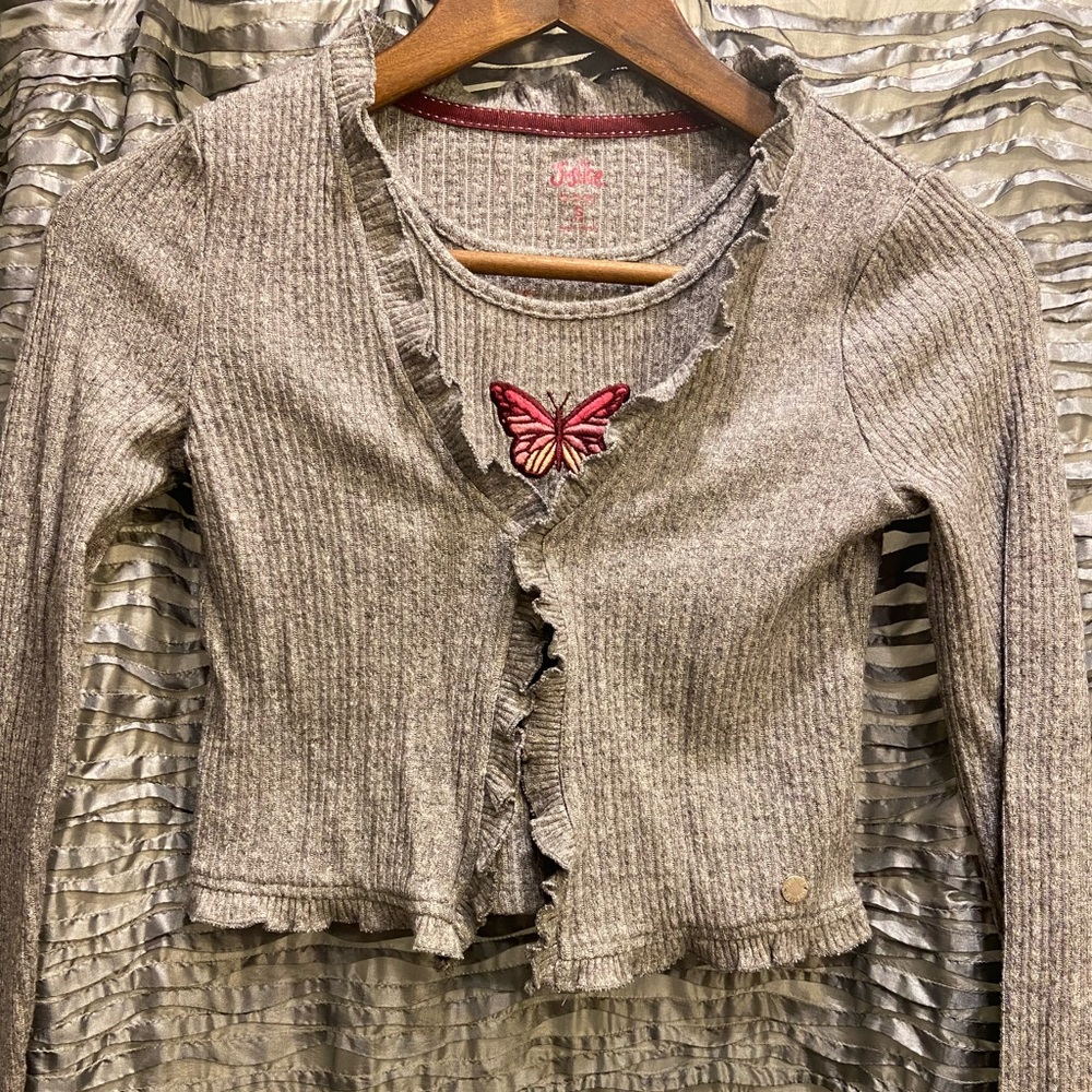 Justice Heather Gray Knit Sweater Top with Tank (2) Pieces